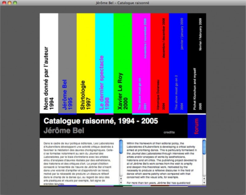 Catalogue raisonné de Jérôme Bel 1994-2005. - g.u.i.