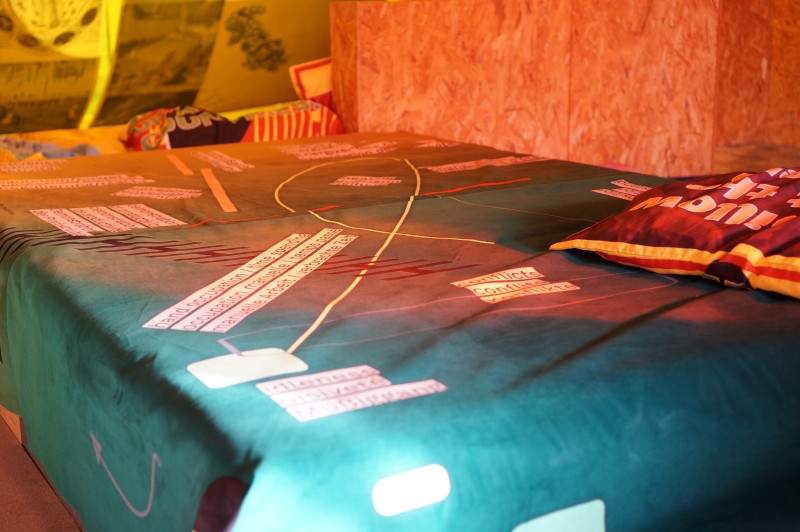 Matelas des pratiques, plateau de jeu de catégorisation, impression sur velours, 2022
©Alex Flores Les Formes du Repos / Shapes of Rest / Die Gestalt der Ruhe - g.u.i.