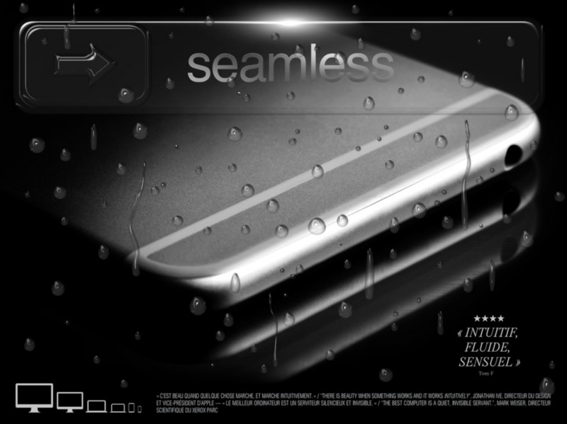 Affiche "Seamless" réalisé en collaboration avec Pierre Vanni. Panorama des mutations du travail - g.u.i.