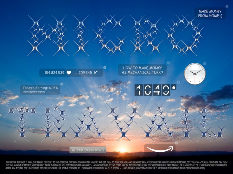 Affiche "Micro Travail" réalisé en collaboration avec Pierre Vanni. Panorama des mutations du travail - g.u.i.